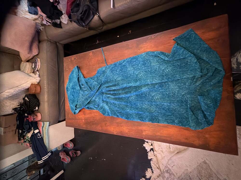 Vintage Teal Paisley Print Sleeveless Maxi Dress
